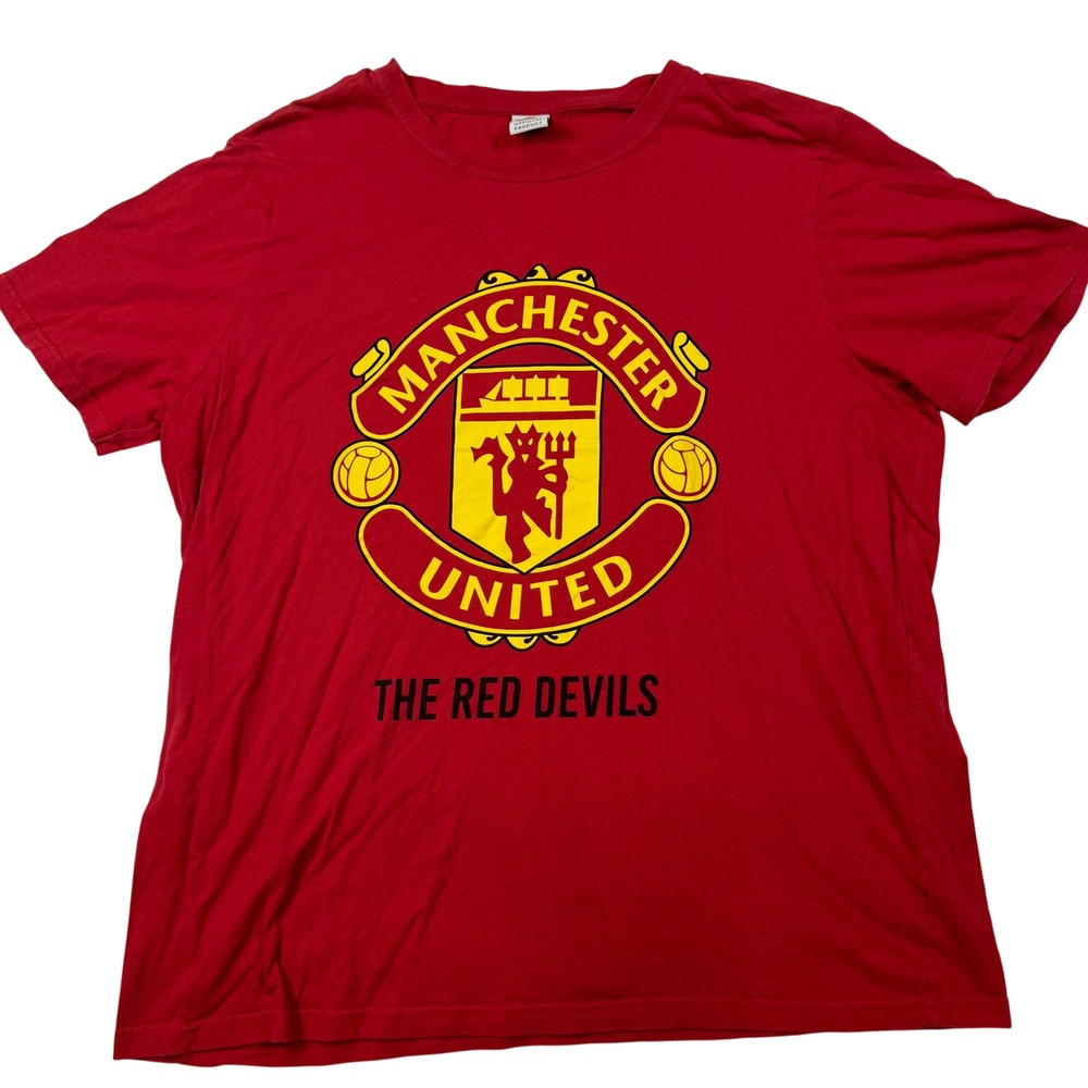 Manchester United Red Devils Graphic T-Shirt Size 2XL Red Soccer Crest Tee